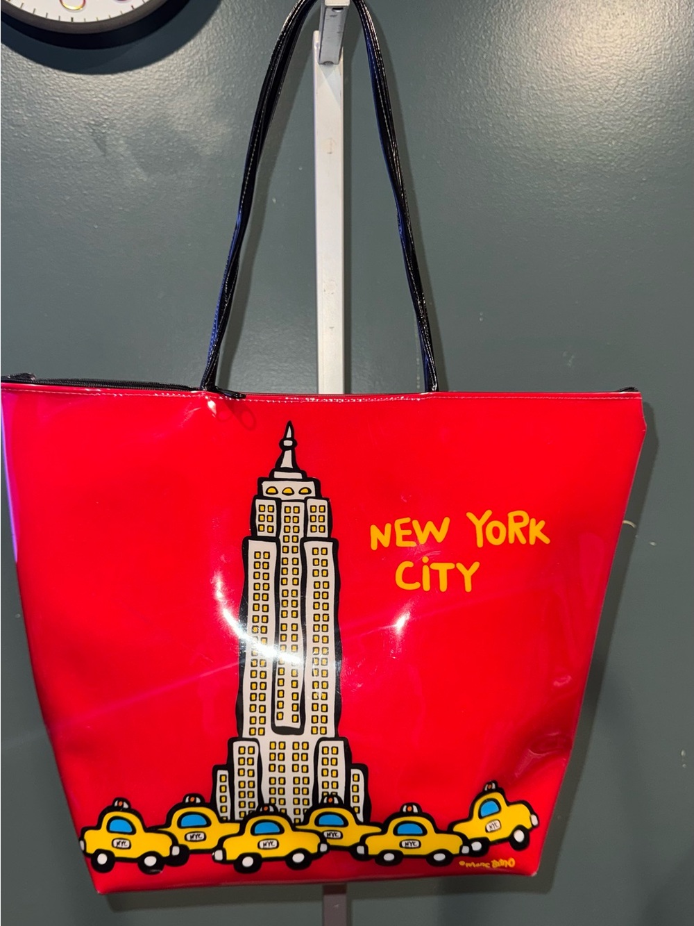 Marc Tetro Red New York City Tote Bag with Taxi Design